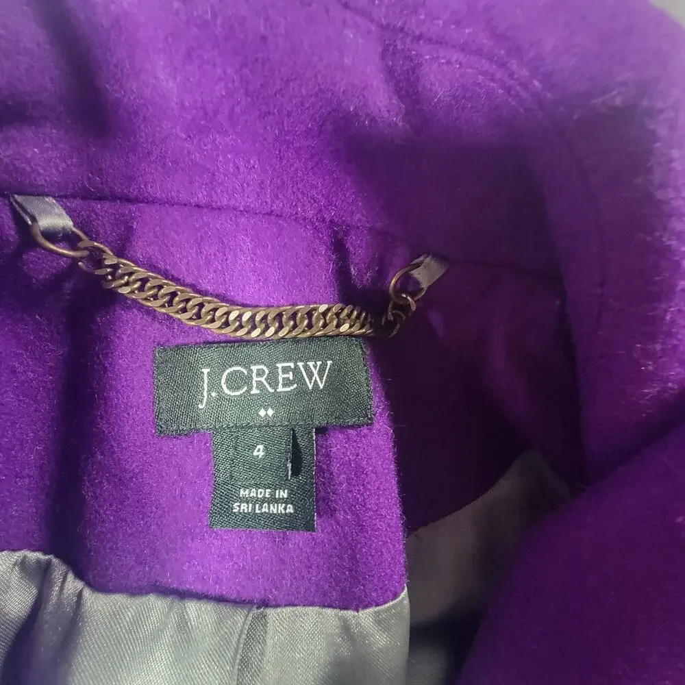 J. Crew Peacoat Jacket Womens 4 Wool Blend Double Breasted Purple - Picture 9 of 11